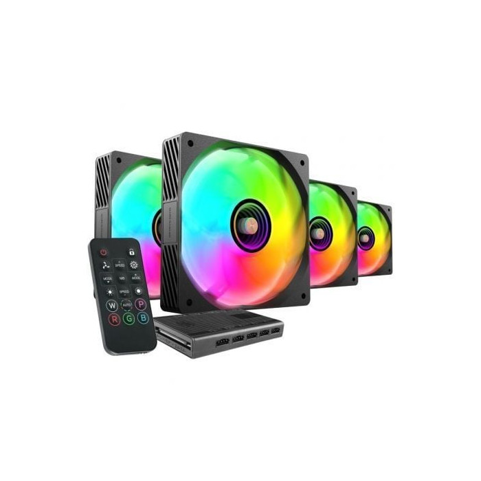 Pack 4 Ventiladores Mars Gaming MF-SI4KIT/ 12cm + HUB + Mando a Distancia/ ARGB | Ventiladores