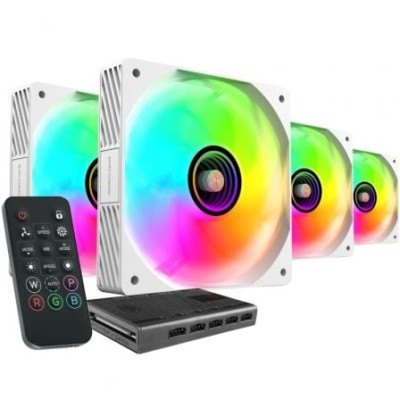 Pack 4 Ventiladores Mars Gaming MF-SI4KIT/ 12cm + HUB + Mando a Distancia/ ARGB/ Blancos | Ventiladores