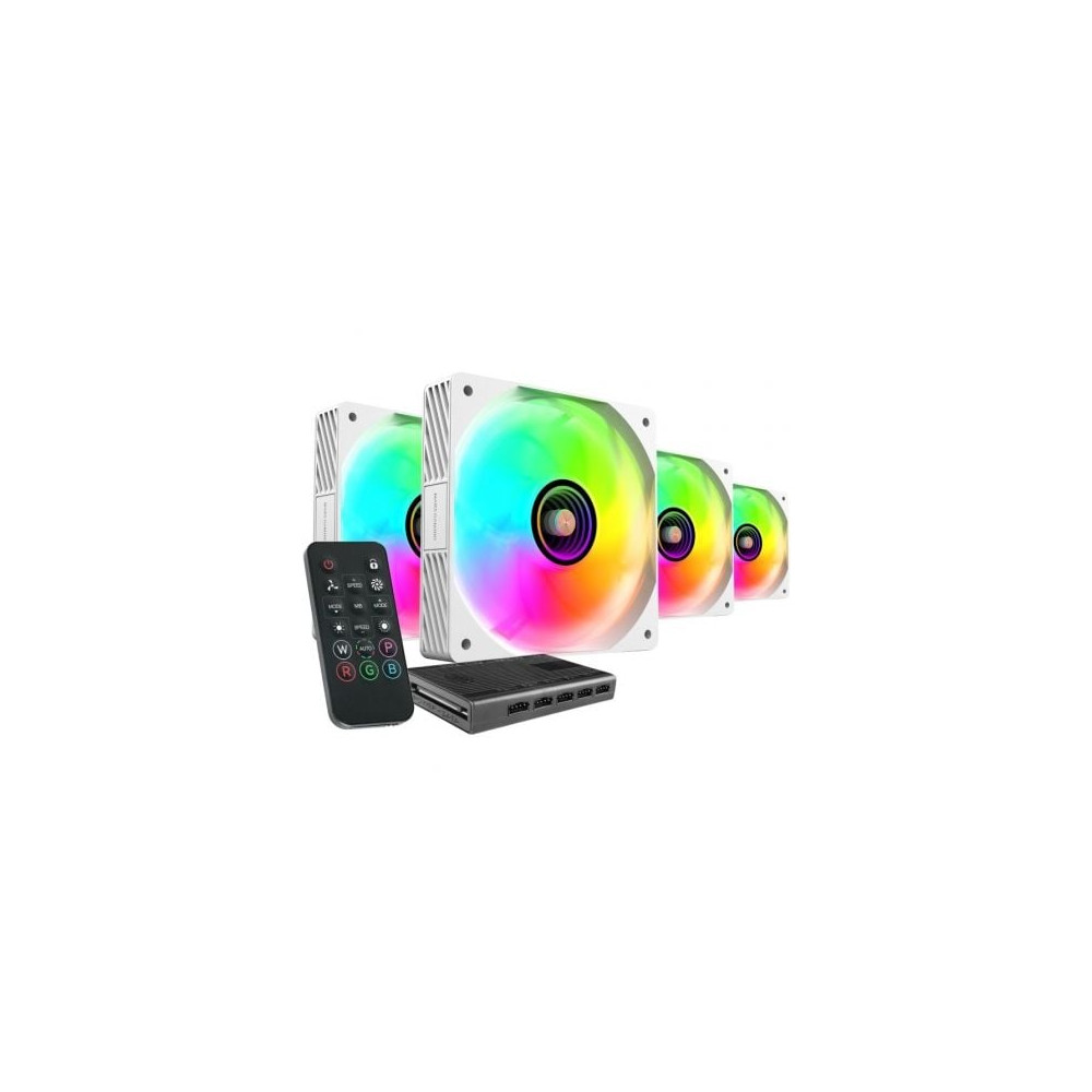 Pack 4 Ventiladores Mars Gaming MF-SI4KIT/ 12cm + HUB + Mando a Distancia/ ARGB/ Blancos | Ventiladores