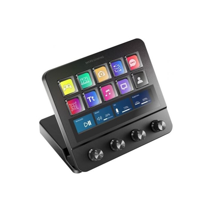 Stream Deck Mars Gaming MSD-PRO/ 10 Teclas LCD + 4 Diales Personalizables/ Negro | Accesorios Gaming