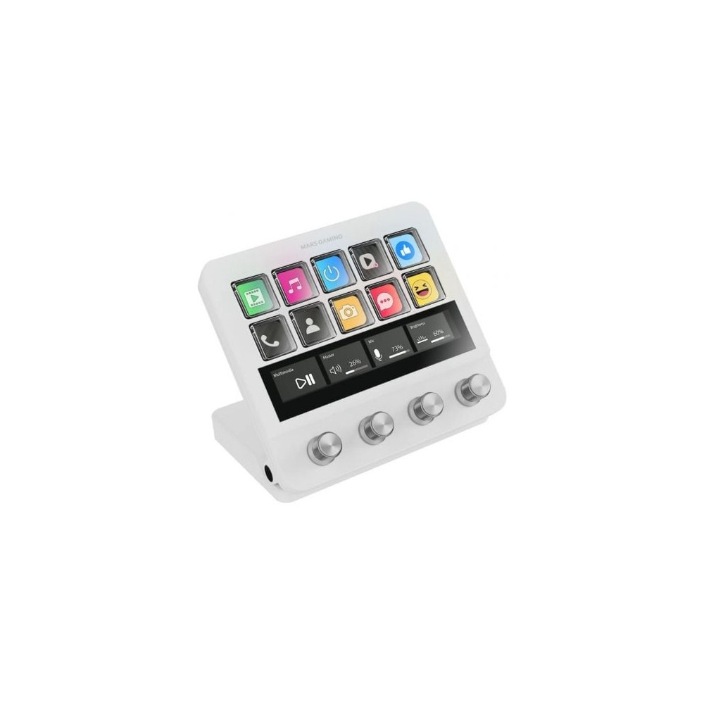 Stream Deck Mars Gaming MSD-PRO/ 10 Teclas LCD + 4 Diales Personalizables/ Blanco | Accesorios Gaming