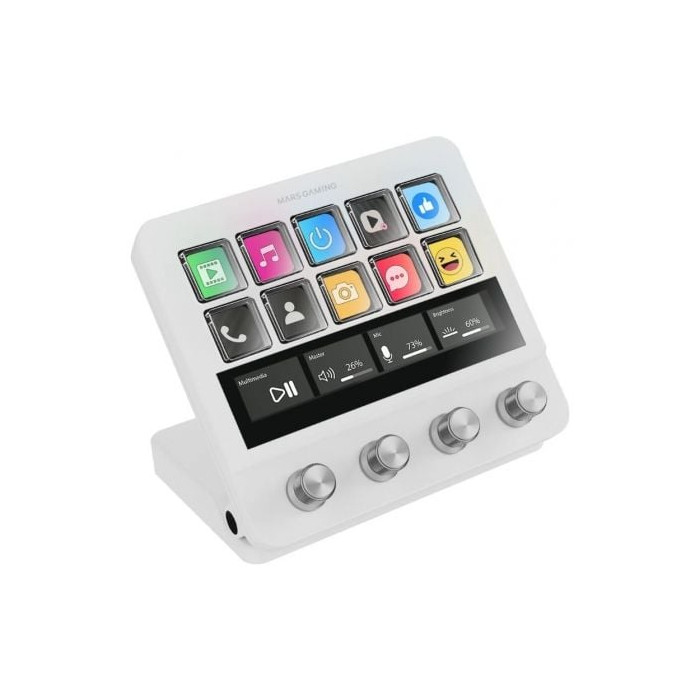 Stream Deck Mars Gaming MSD-PRO/ 10 Teclas LCD + 4 Diales Personalizables/ Blanco | Accesorios Gaming