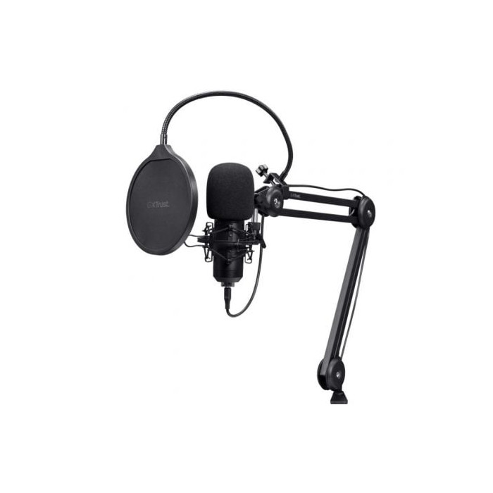 Micrófono Gaming Trust Gaming GXT 270 Emita II+ 25770/ USB/ Negro | Auriculares y Micrófonos