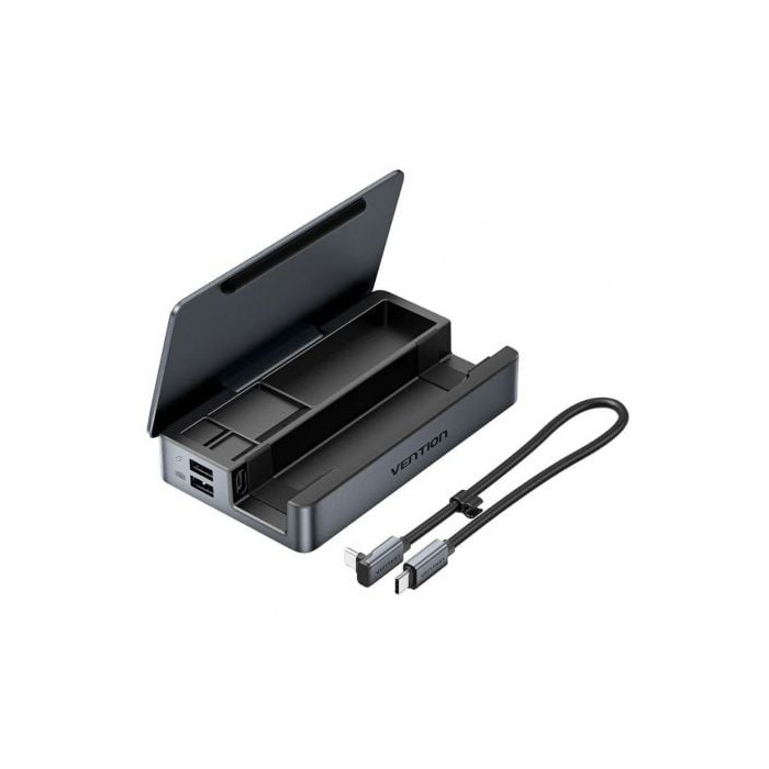 Docking USB Tipo-C para Steam Deck / Switch Vention TPZH0/ 2xHDMI 4K/ 3xUSB/ 1xUSB Tipo-C/ 1xUSB Tipo-C PD/ 1xRJ45/ 1xLector Tar