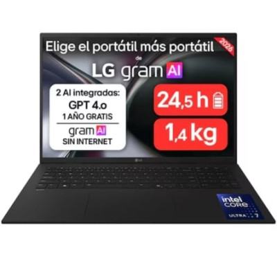 Portátil LG Gram 17ZD90TL-G.AX85BN Intel Core Ultra 7-258V/ 32GB/ 512GB SSD/ 17'/ Sin Sistema Operativo | Portátiles