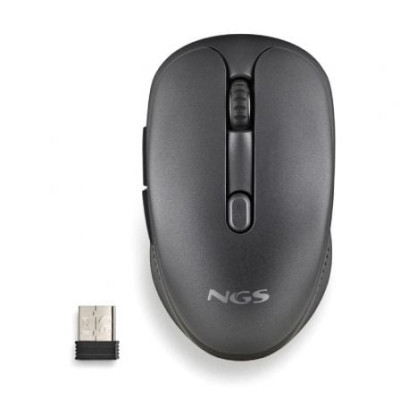 Ratón Inalámbrico NGS Evo Rust/ Batería recargable/ Hasta 1600 DPI/ Negro | Ratones