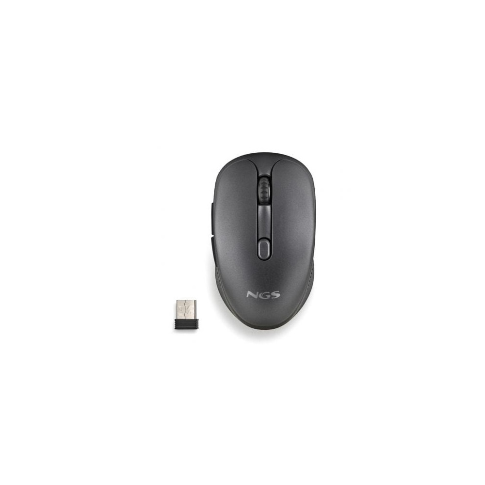 Ratón Inalámbrico NGS Evo Rust/ Batería recargable/ Hasta 1600 DPI/ Negro | Ratones