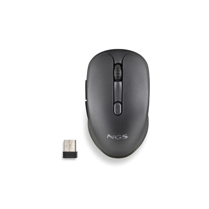 Ratón Inalámbrico NGS Evo Rust/ Batería recargable/ Hasta 1600 DPI/ Negro | Ratones