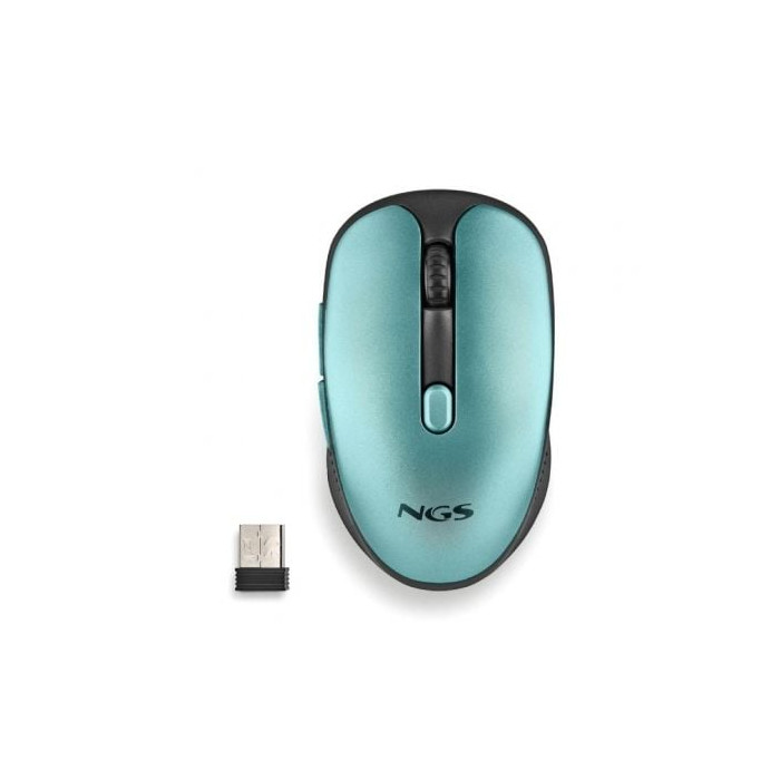 Ratón Inalámbrico NGS Evo Rust/ Batería recargable/ Hasta 1600 DPI/ Verde Agua | Ratones