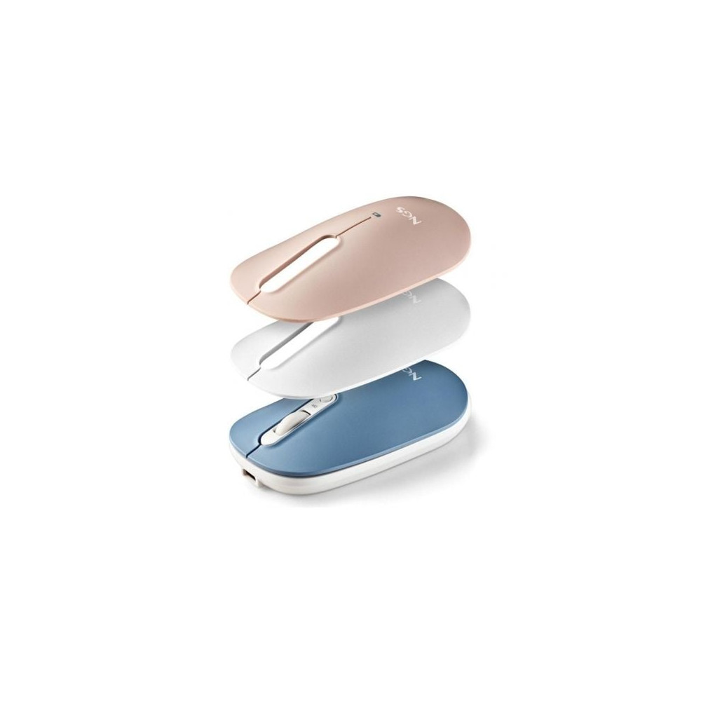 Ratón Inalámbrico NGS Shell-RB/ Batería recargable/ Hasta 1600 DPI/ Azul/ Blanco/ Rosa | Ratones