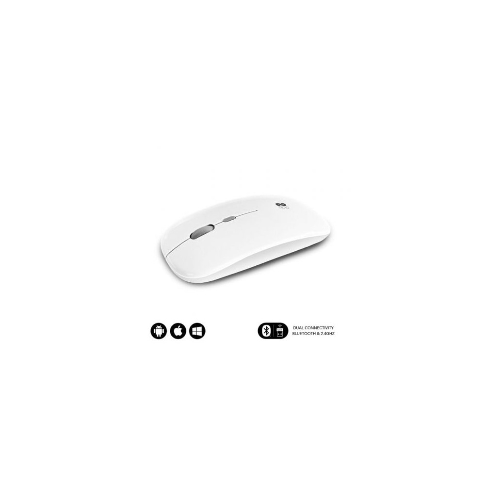 Ratón Inalámbrico Subblim Dual Flat/ Batería recargable/ Hasta 1600 DPI/ Blanco | Ratones