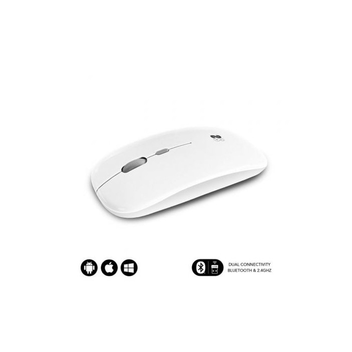 Ratón Inalámbrico Subblim Dual Flat/ Batería recargable/ Hasta 1600 DPI/ Blanco | Ratones