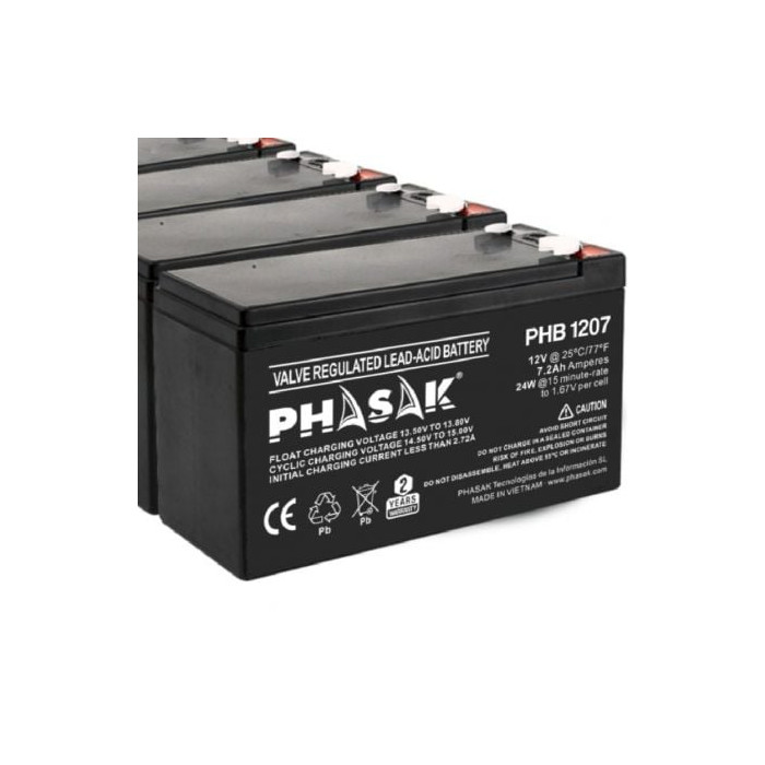 Batería Phasak PHB 1207 compatible con SAI/UPS PHASAK según especificaciones | Accesorios