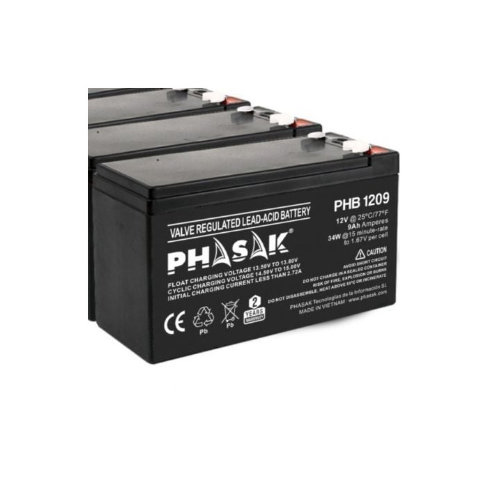 Batería Phasak PHB 1209 compatible con SAI/UPS PHASAK según especificaciones | Accesorios