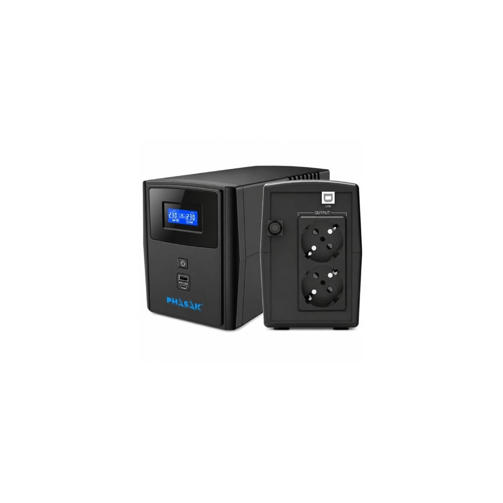 SAI Línea Interactiva Phasak SIRIUS 1000 VA Interactive/ 1000VA-600W/ 2 Salidas/ Formato Torre | SAI