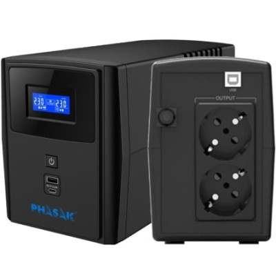 SAI Línea Interactiva Phasak SIRIUS 800 VA Interactive/ 800VA-480W/ 2 Salidas/ Formato Torre | SAI