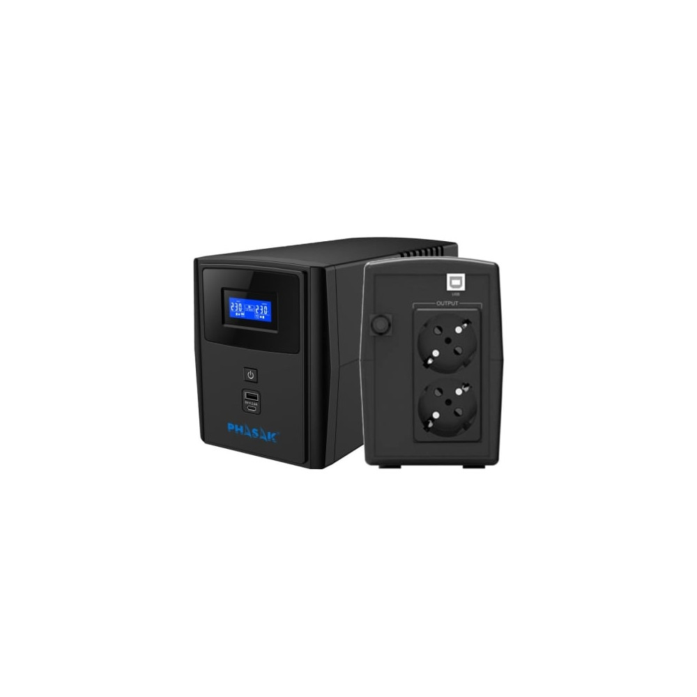 SAI Línea Interactiva Phasak SIRIUS 800 VA Interactive/ 800VA-480W/ 2 Salidas/ Formato Torre | SAI