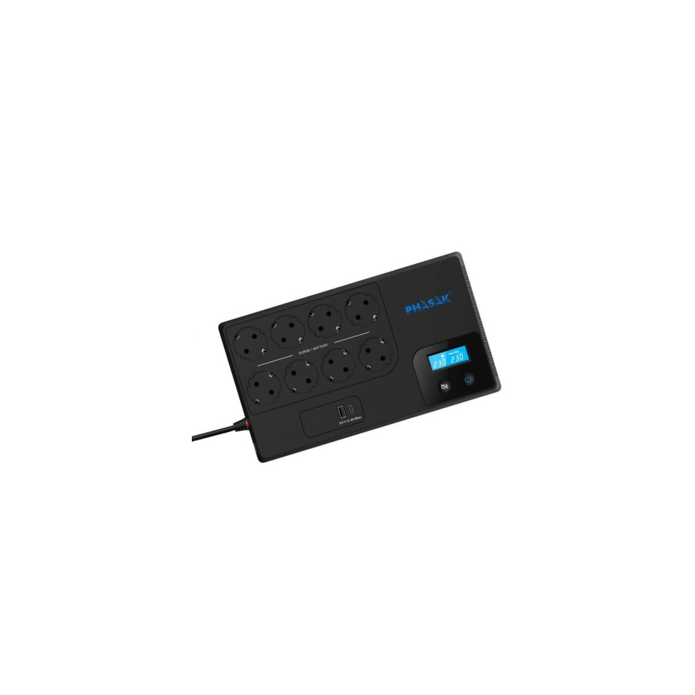 SAI Línea Interactiva Phasak Smart Home 1050VA/ 1050VA-600W/ 8 Salidas/ Formato Bloque | SAI