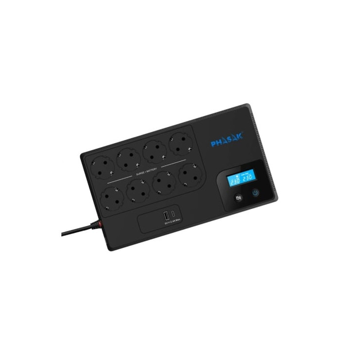 SAI Línea Interactiva Phasak Smart Home 1050VA/ 1050VA-600W/ 8 Salidas/ Formato Bloque | SAI