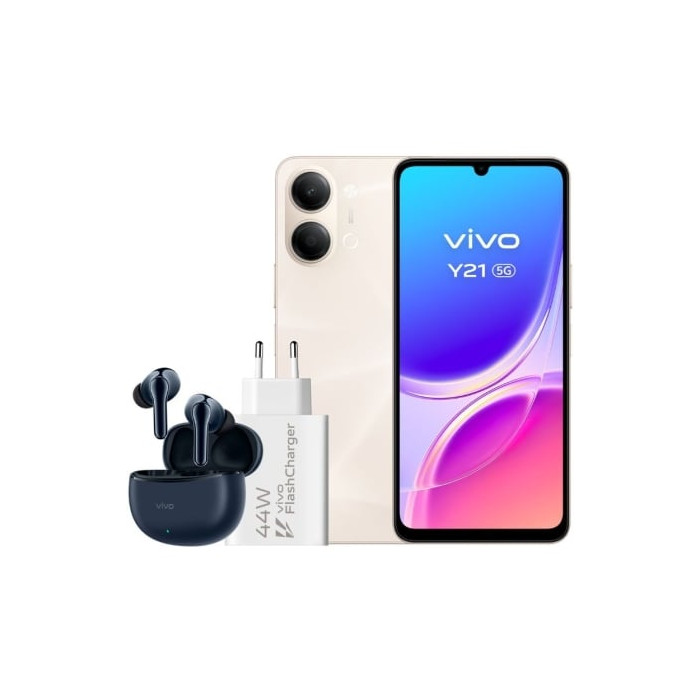 Smartphone Vivo Y21 4GB/ 256GB/ 6.74'/ 5G/ Oro/ Incluye Cargador + Auriculares | Smartphones