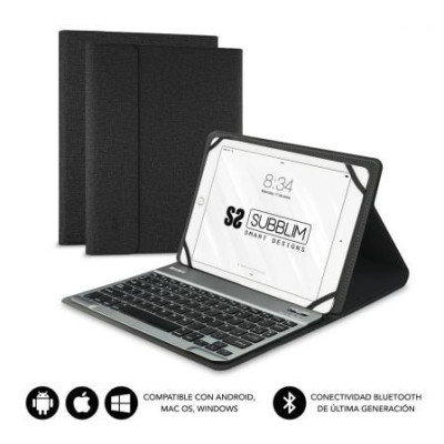 Funda con Teclado Subblim Keytab Pro Bluetooth para Tablets de 10.1'-10.8'/ Negra | Fundas