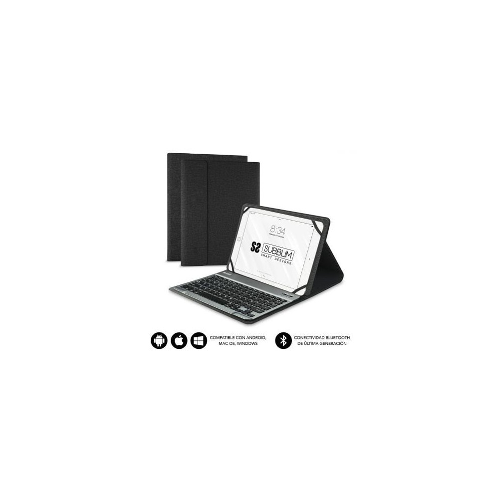Funda con Teclado Subblim Keytab Pro Bluetooth para Tablets de 10.1'-10.8'/ Negra | Fundas