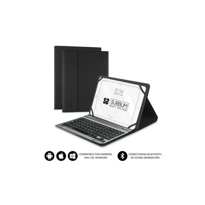 Funda con Teclado Subblim Keytab Pro Bluetooth para Tablets de 10.1'-10.8'/ Negra | Fundas