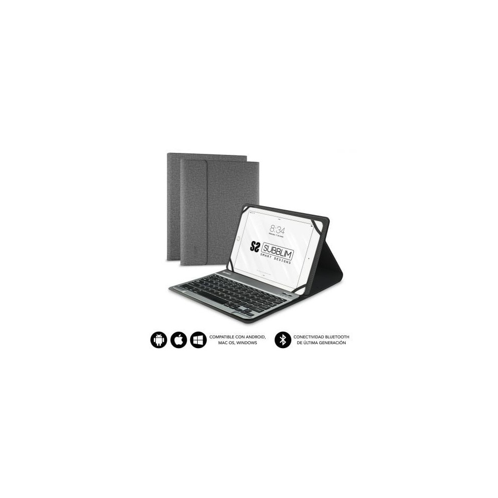 Funda con Teclado Subblim Keytab Pro Bluetooth para Tablets de 9.6'-10.8'/ Gris | Fundas