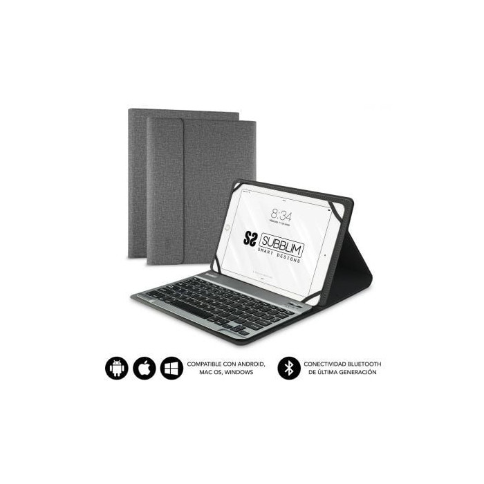 Funda con Teclado Subblim Keytab Pro Bluetooth para Tablets de 9.6'-10.8'/ Gris | Fundas