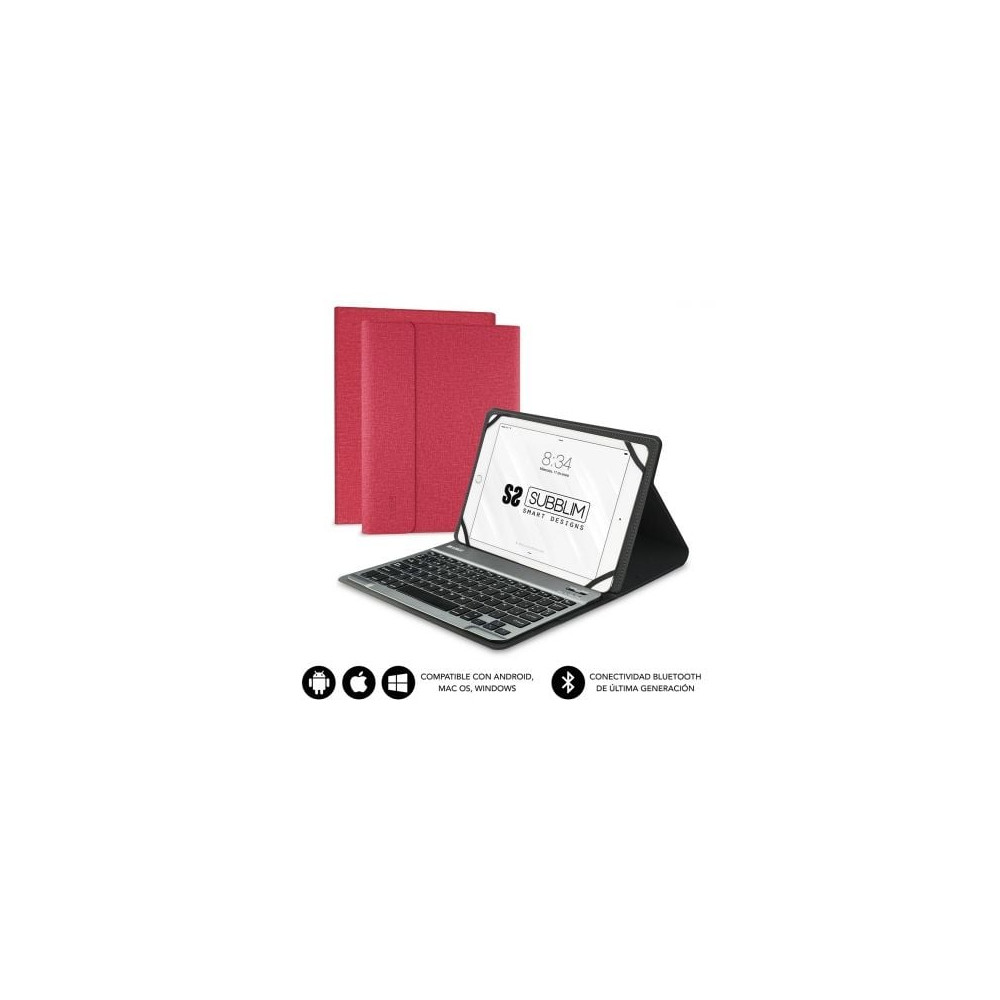 Funda con Teclado Subblim Keytab Pro Bluetooth para Tablets de 9.6'-10.8'/ Roja | Fundas