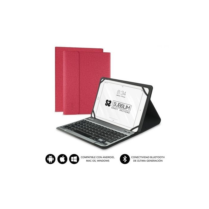 Funda con Teclado Subblim Keytab Pro Bluetooth para Tablets de 9.6'-10.8'/ Roja | Fundas
