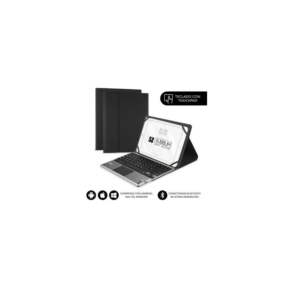 Funda con Teclado Subblim Keytab Pro Bluetooth Touchpad para Tablets de 9.6'-10.8'/ Negra | Fundas