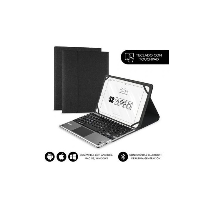 Funda con Teclado Subblim Keytab Pro Bluetooth Touchpad para Tablets de 9.6'-10.8'/ Negra | Fundas