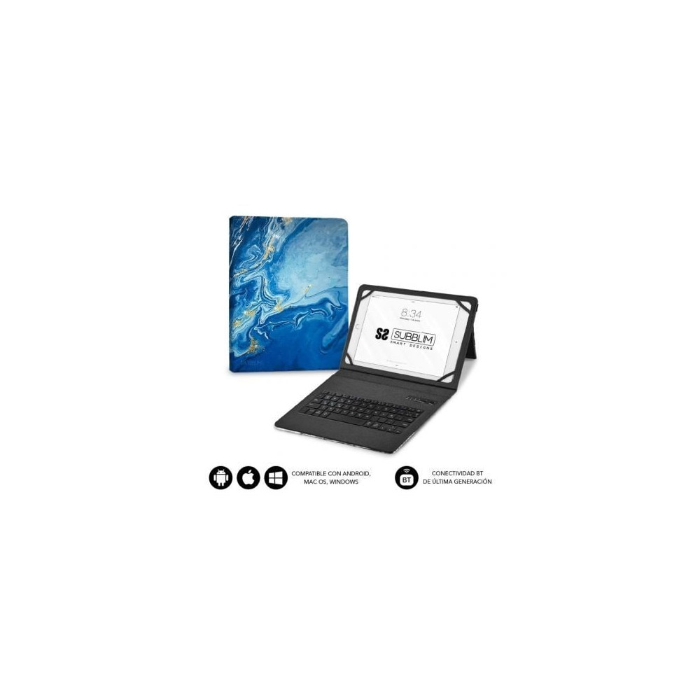 Funda con Teclado Subblim Keytab Pro Bluetooth para Tablets de 9'-11'/ Marmol Azul | Fundas