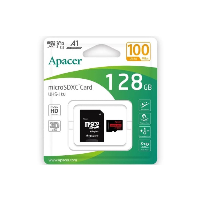 Tarjeta de Memoria Apacer 128GB XC UHS 1 con Adaptador/ Clase 10/ 100MBs | Tarjetas de Memoria