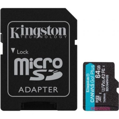 Tarjeta de Memoria Kingston CANVAS Go! Plus 64GB microSD XC con Adaptador/ Clase 10/ 200MBs | Tarjetas de Memoria