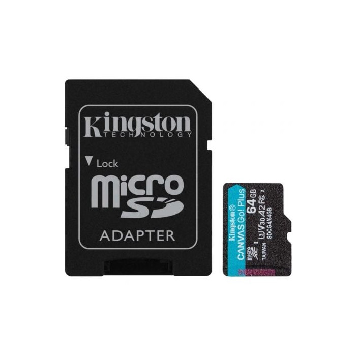 Tarjeta de Memoria Kingston CANVAS Go! Plus 64GB microSD XC con Adaptador/ Clase 10/ 200MBs | Tarjetas de Memoria