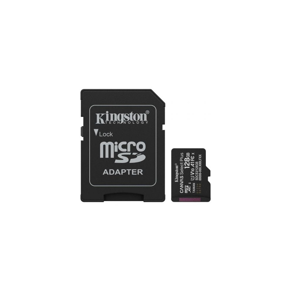 Tarjeta de Memoria Kingston CANVAS Select Plus 128GB microSD XC con Adaptador/ Clase 10/ 150MBs | Tarjetas de Memoria