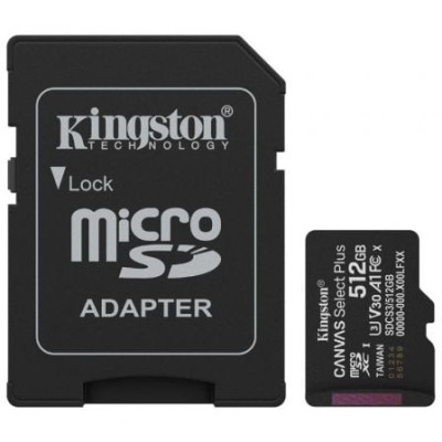 Tarjeta de Memoria Kingston CANVAS Select Plus 512GB microSD XC con Adaptador/ Clase 10/ 150MBs | Tarjetas de Memoria