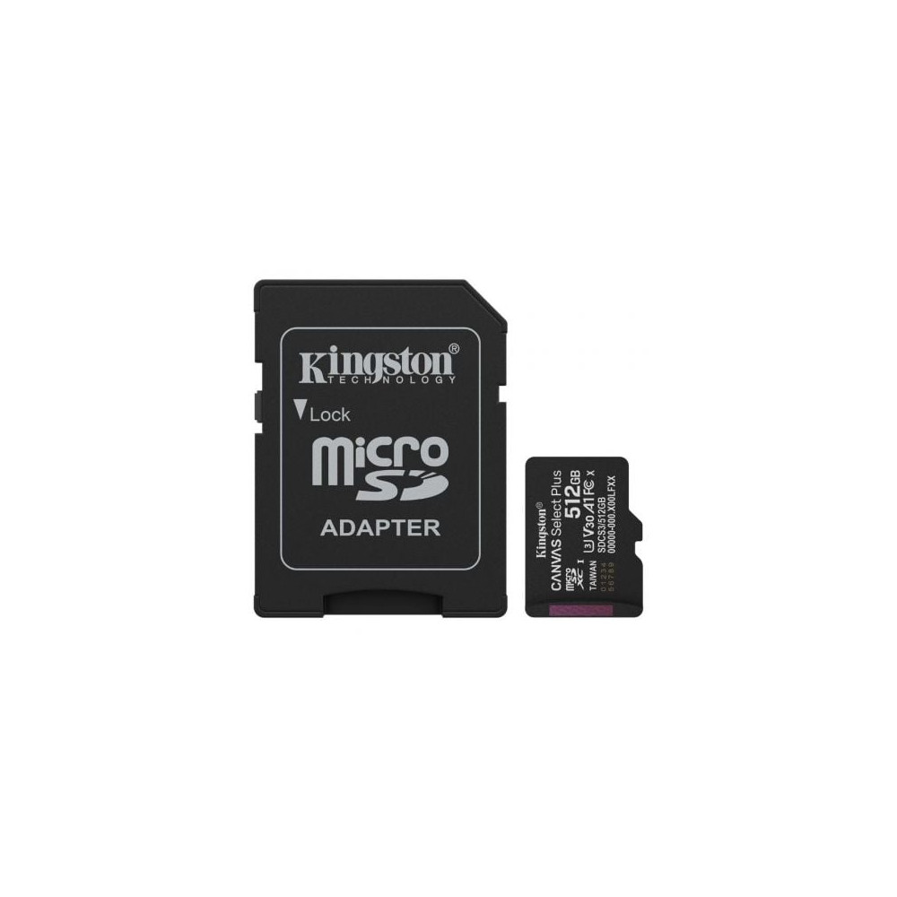 Tarjeta de Memoria Kingston CANVAS Select Plus 512GB microSD XC con Adaptador/ Clase 10/ 150MBs | Tarjetas de Memoria