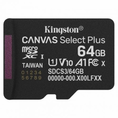 Tarjeta de Memoria Kingston CANVAS Select Plus 64GB microSD XC/ Clase 10/ 100MBs | Tarjetas de Memoria
