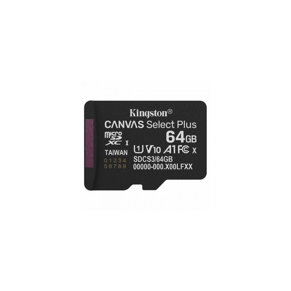 Tarjeta de Memoria Kingston CANVAS Select Plus 64GB microSD XC/ Clase 10/ 100MBs | Tarjetas de Memoria