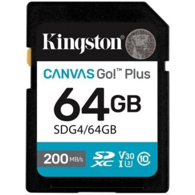 Tarjeta de Memoria Kingston CANVAS Go! Plus 64GB SD XC/ Clase 10/ 200MBs | Tarjetas de Memoria