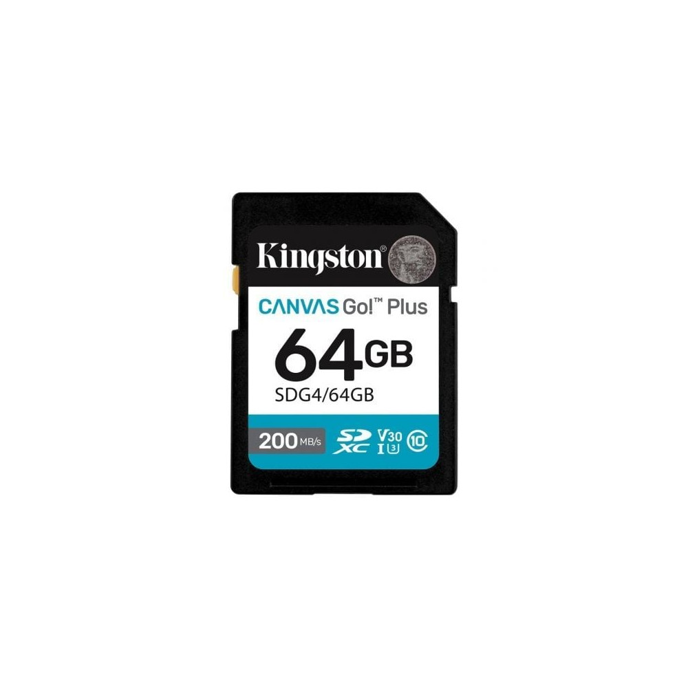 Tarjeta de Memoria Kingston CANVAS Go! Plus 64GB SD XC/ Clase 10/ 200MBs | Tarjetas de Memoria