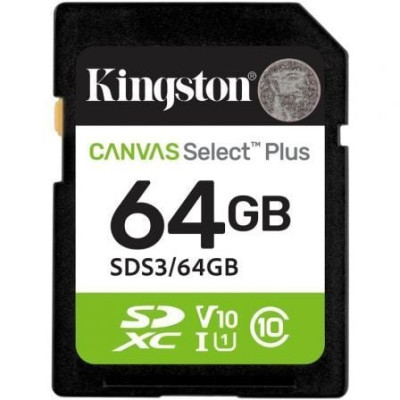 Tarjeta de Memoria Kingston CANVAS Select Plus 64GB SD XC/ Clase 10/ 100MBs | Tarjetas de Memoria