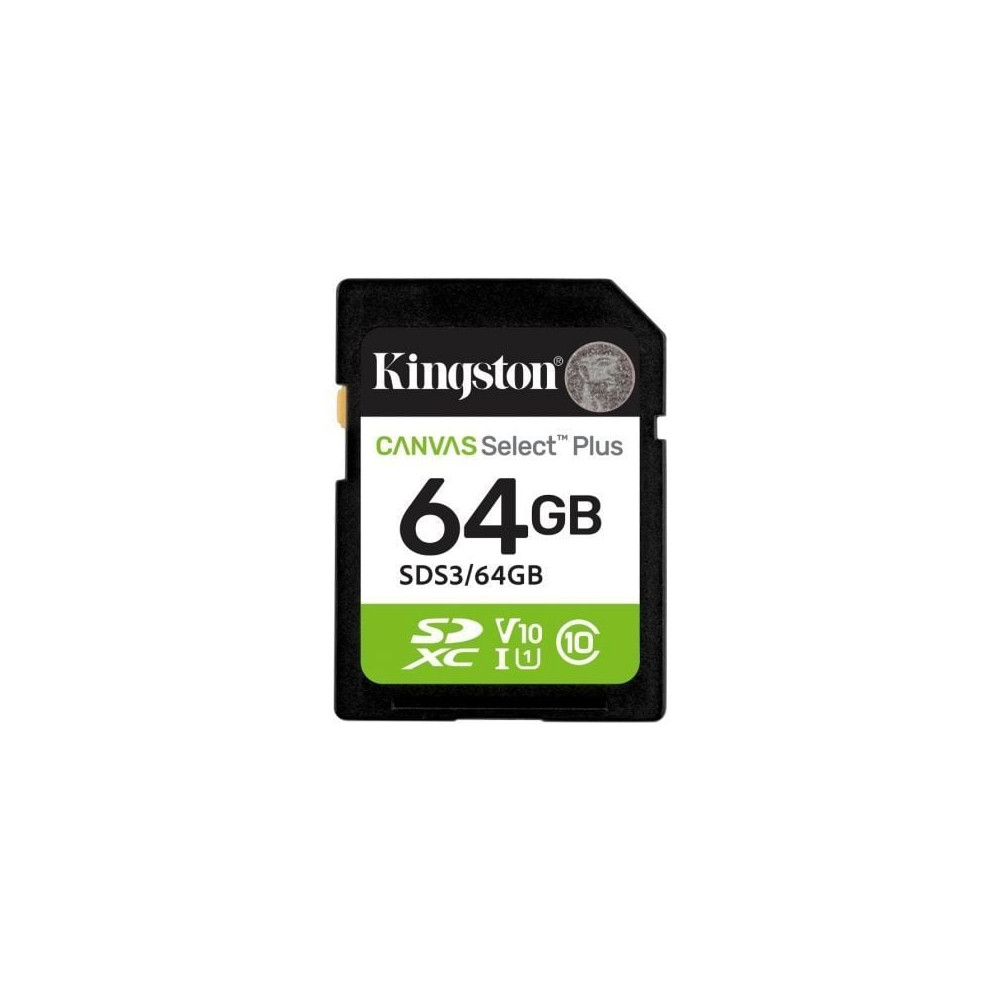 Tarjeta de Memoria Kingston CANVAS Select Plus 64GB SD XC/ Clase 10/ 100MBs | Tarjetas de Memoria
