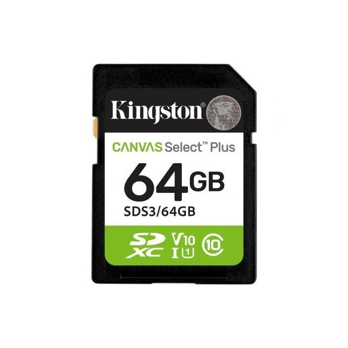 Tarjeta de Memoria Kingston CANVAS Select Plus 64GB SD XC/ Clase 10/ 100MBs | Tarjetas de Memoria