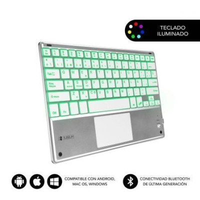Teclado Compacto Inalámbrico Subblim SMBT50/ Plata | Teclados