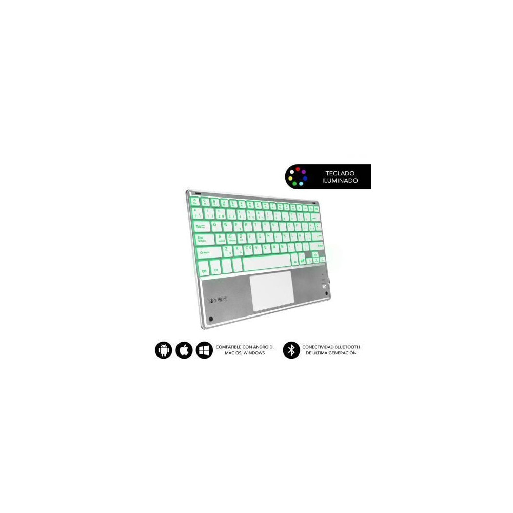 Teclado Compacto Inalámbrico Subblim SMBT50/ Plata | Teclados