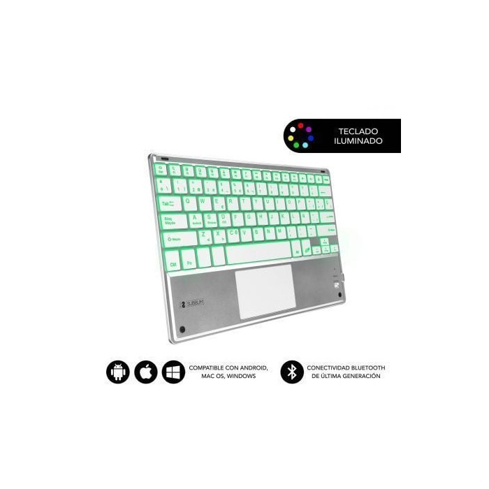 Teclado Compacto Inalámbrico Subblim SMBT50/ Plata | Teclados
